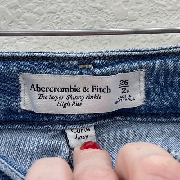 Abercrombie & Fitch Curve Love Skinny Ankle High Rise Button Fly Jeans Womens 26 - Picture 2 of 8